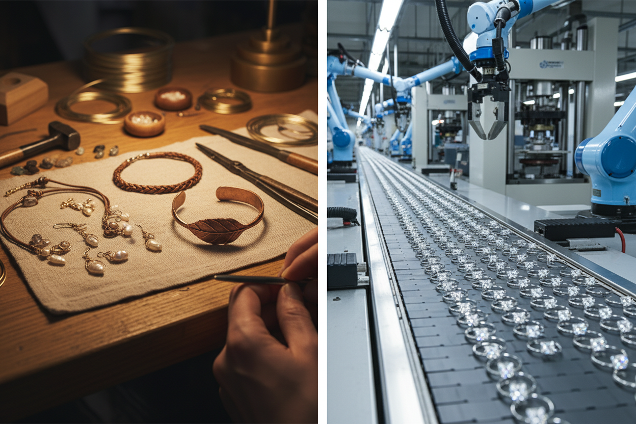 Diferența dintre bijuteriile handmade și cele fabricate industrial
