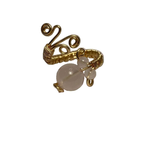 Inel sferă cuarț roz (10 mm) – aur