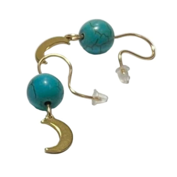Cercei turcoaz cu lună (sfere de 10 mm)