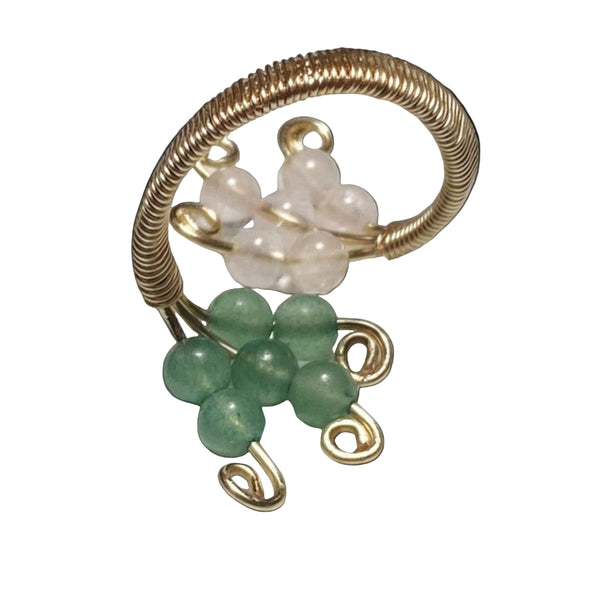 Inel Aventurin și Cuarț Roz 6 mm – placat cu aur