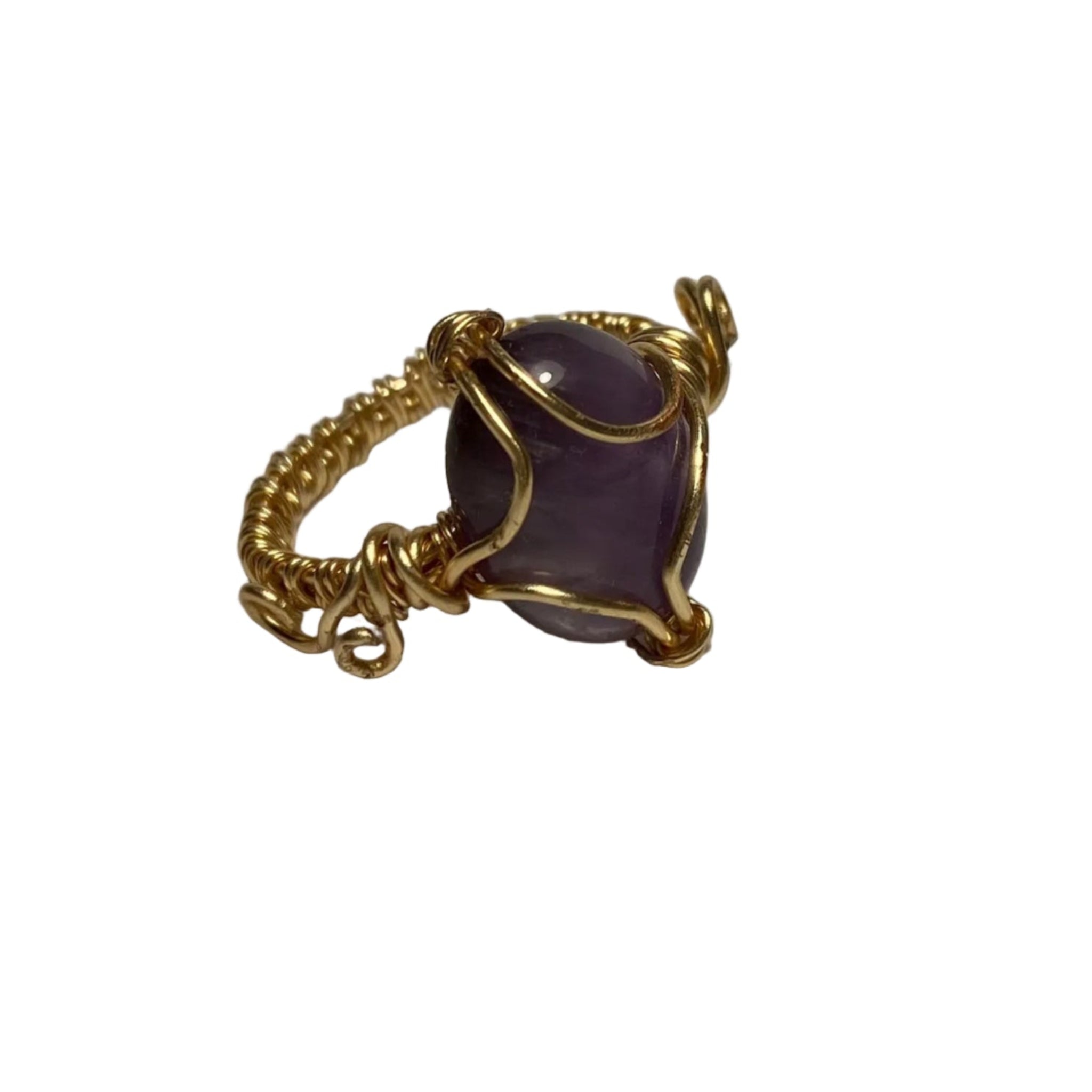 Inel piatra ametist Queen (12 mm) – aur împletit