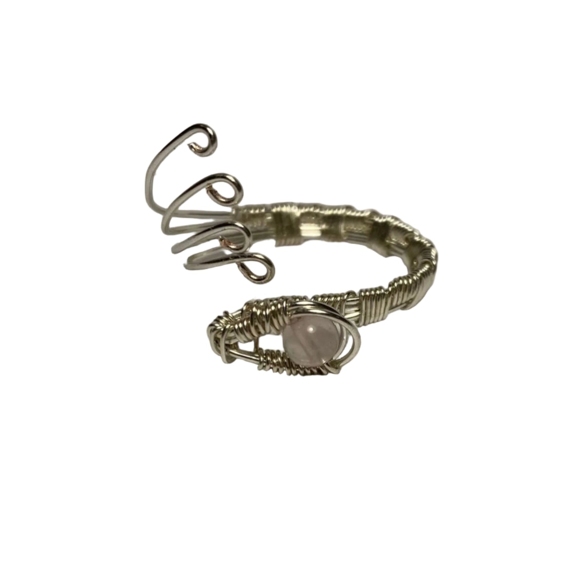 Inel sferă mică cuarț roz – argintat