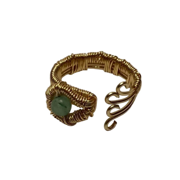 Inel sferă mică aventurin – aur